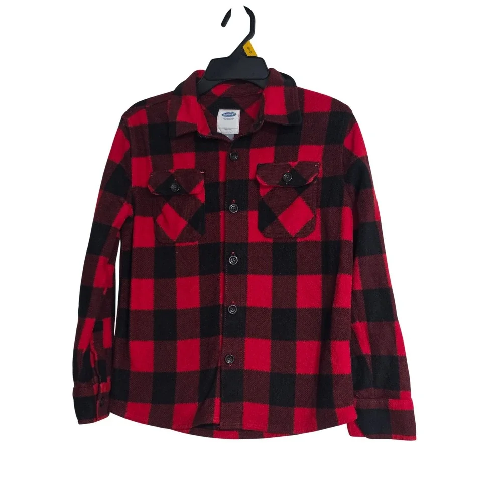Old Navy Kids Red Black Buffalo‎ Plaid Flannel Shirt - Size M (8)